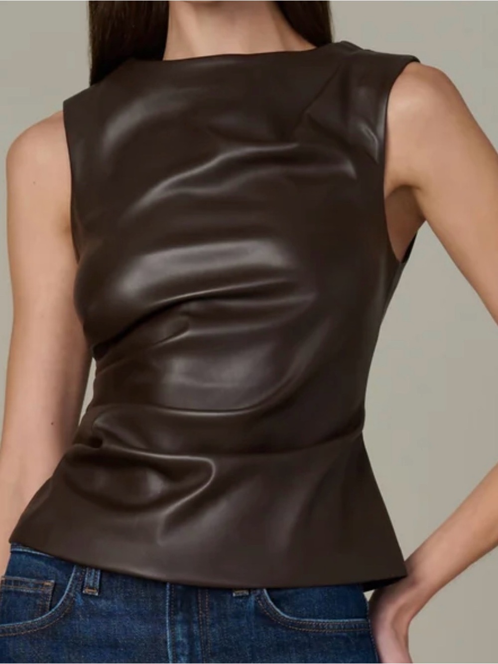 Joe's Jeans The Meg Vegan Leather Top Brown Tank Top
